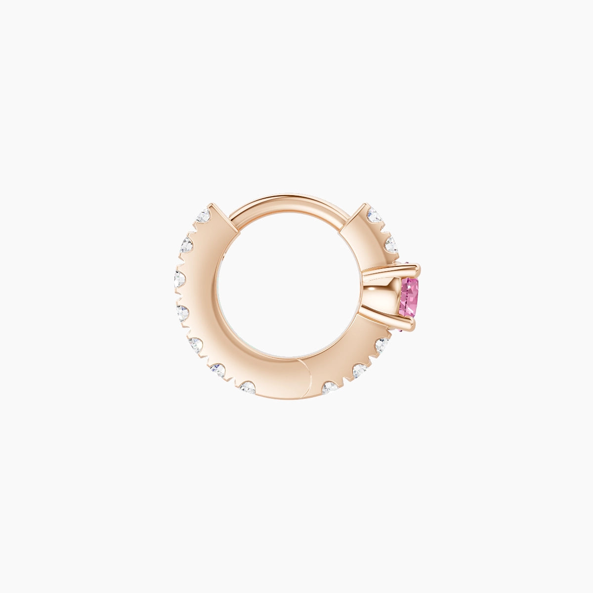 Inanna | 18k Rose Gold 5 mm Round Pink Sapphire & Diamond Hoop Piercing