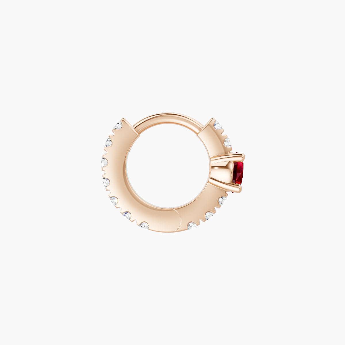 Inanna | 18k Rose Gold 5 mm Round Ruby & Diamond Hoop Piercing