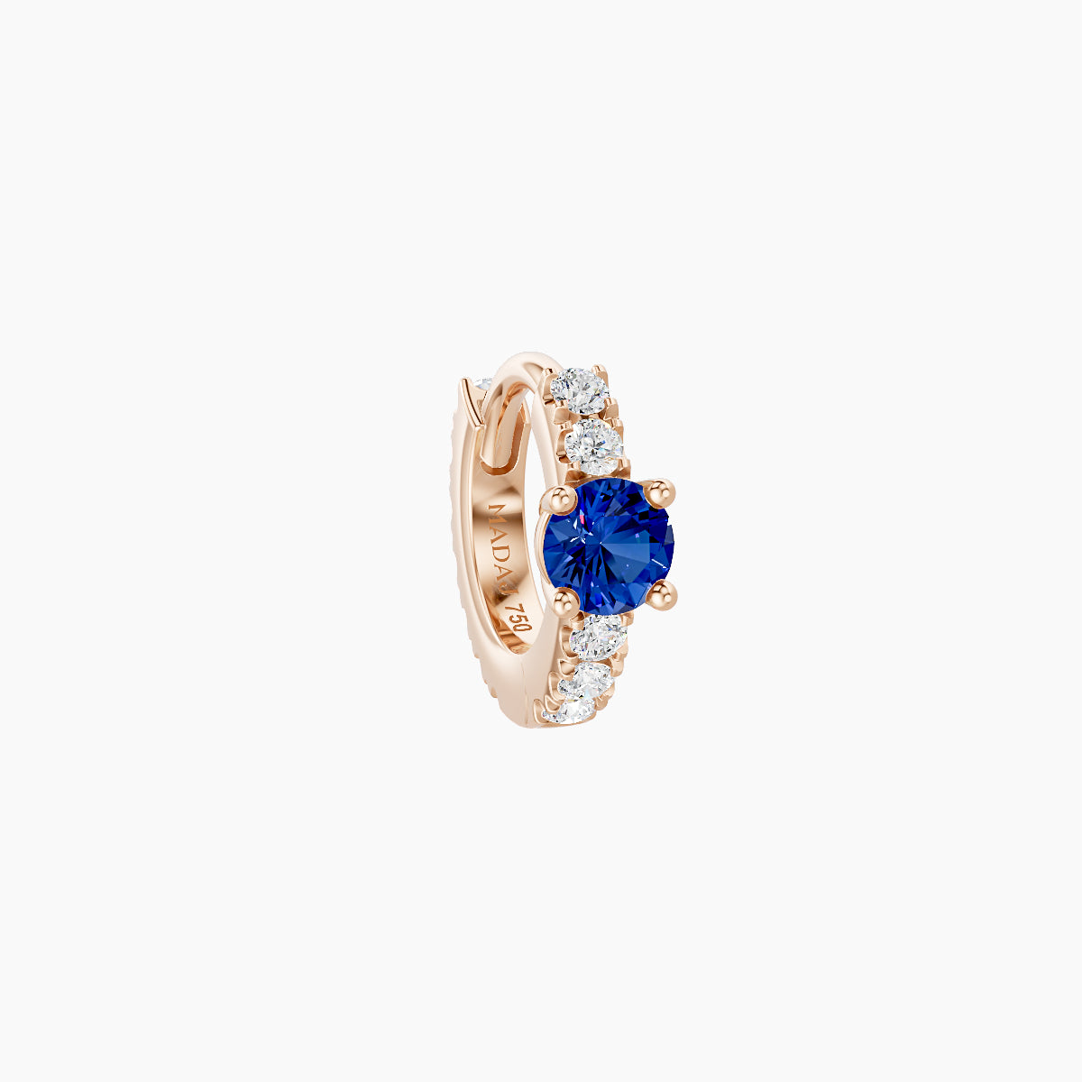 Inanna | 18k Rose Gold 5 mm Round Sapphire & Diamond Hoop Piercing