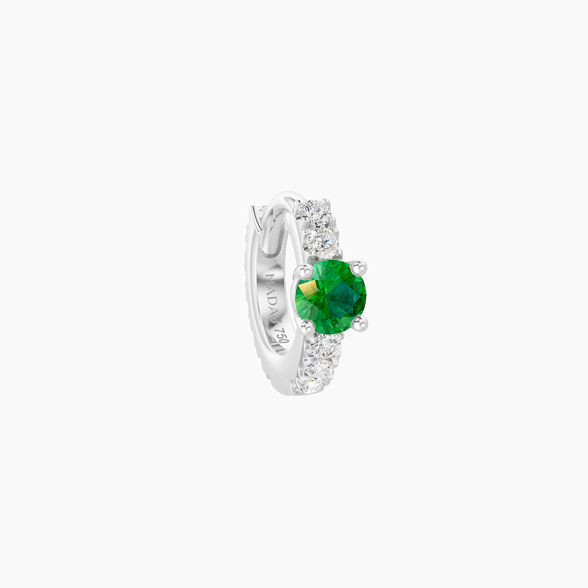 Inanna | 18k White Gold 5 mm Round Emerald & Diamond Hoop Piercing