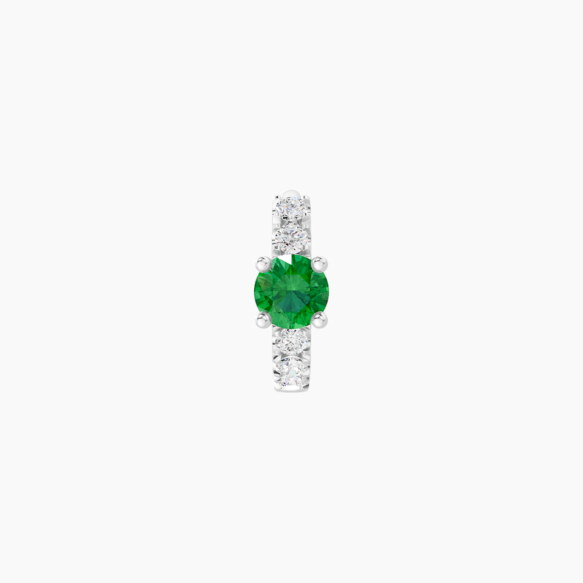 Inanna | 18k White Gold 5 mm Round Emerald & Diamond Hoop Piercing