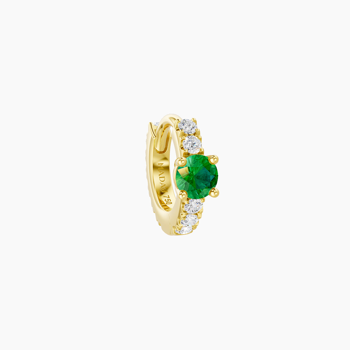 Inanna | 18k Yellow Gold 5 mm Round Emerald & Diamond Hoop Piercing