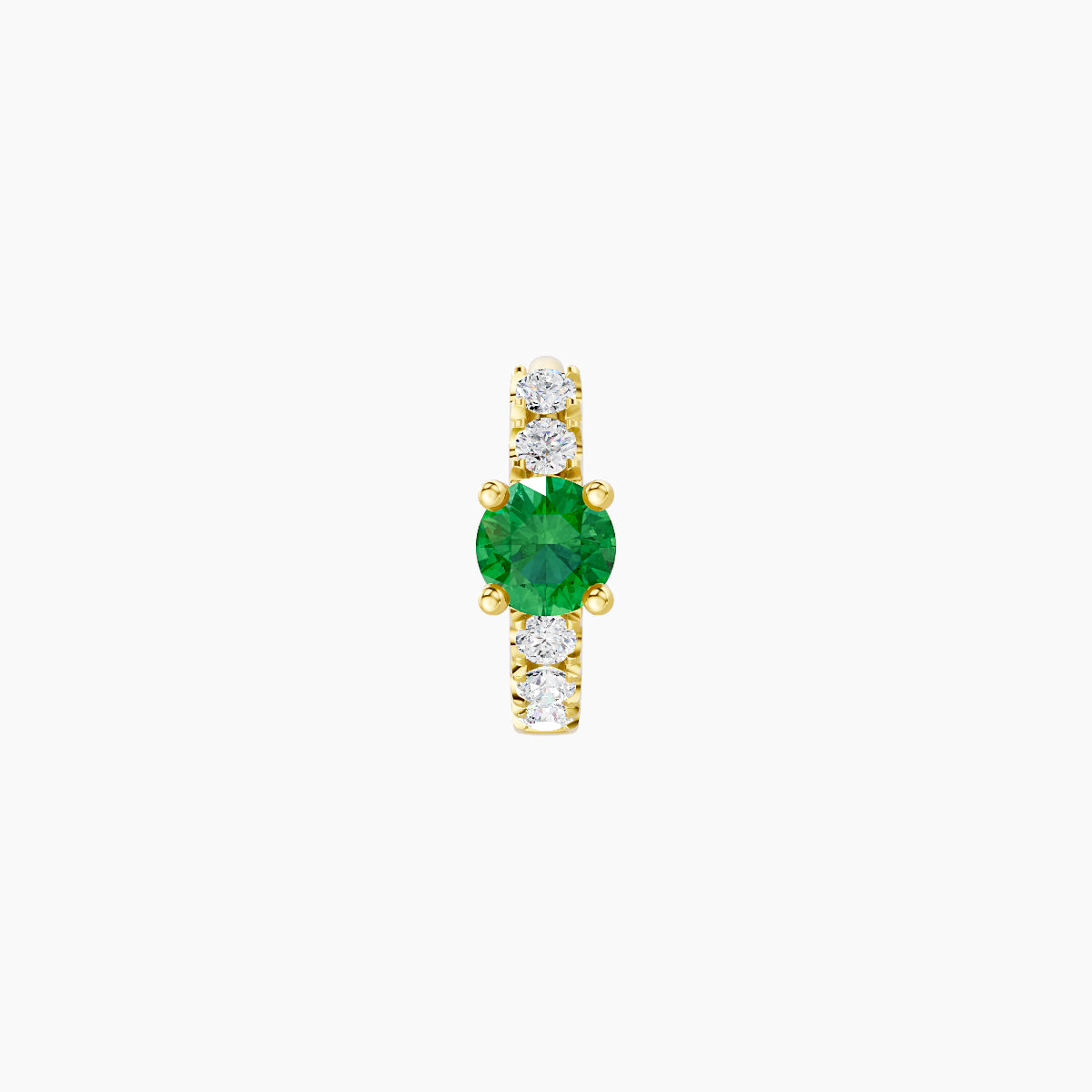 Inanna | 18k Yellow Gold 5 mm Round Emerald & Diamond Hoop Piercing