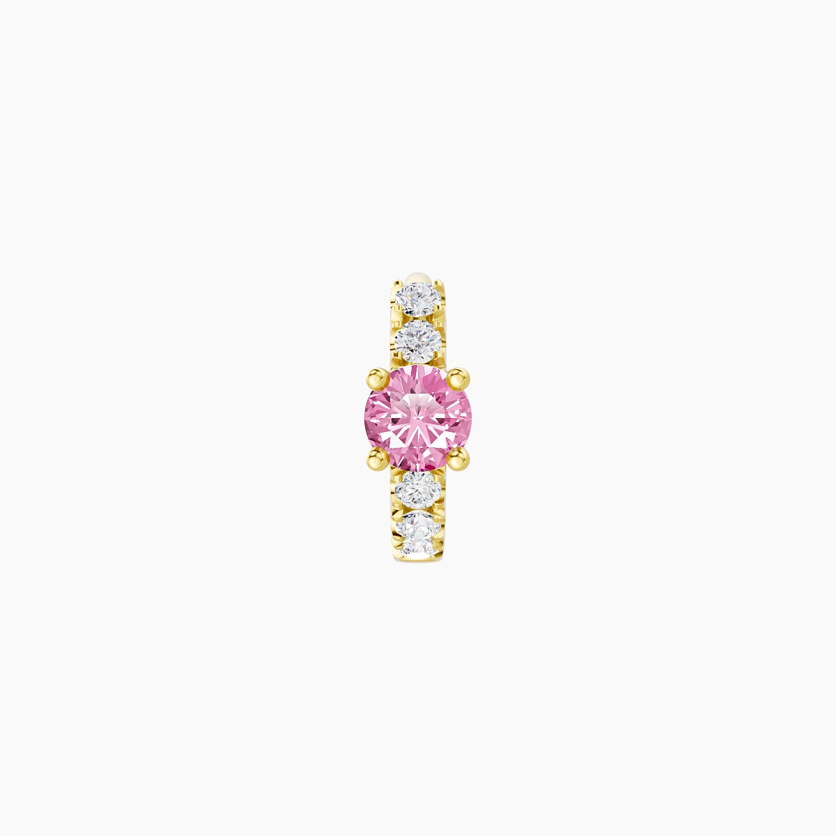 Inanna | 18k Yellow Gold 5 mm Round Pink Sapphire & Diamond Hoop Piercing