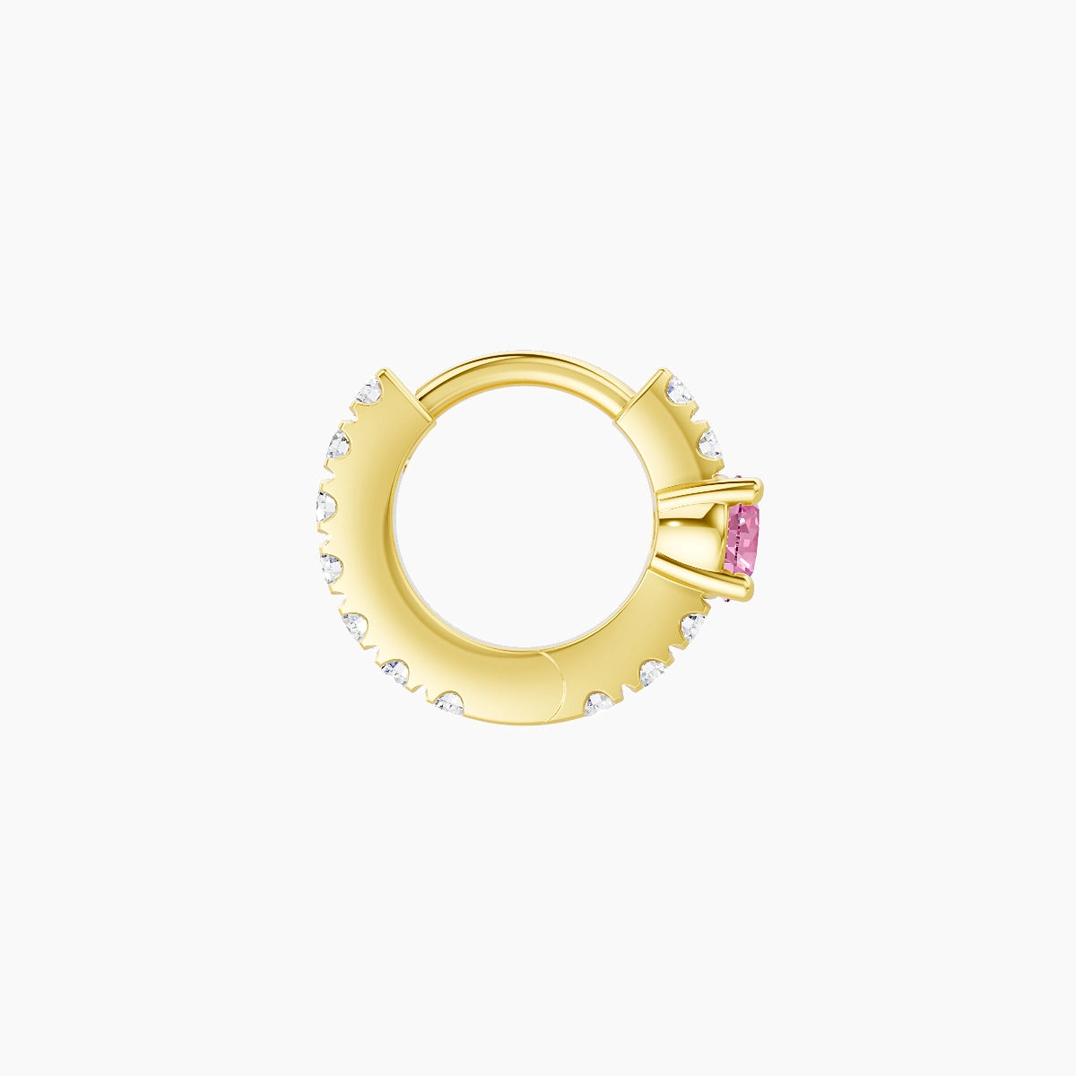 Inanna | 18k Yellow Gold 5 mm Round Pink Sapphire & Diamond Hoop Piercing