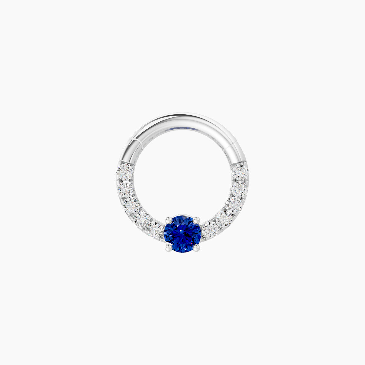 Inanna | 18k White Gold 6.5 mm Round Sapphire & Diamond Daith Piercing