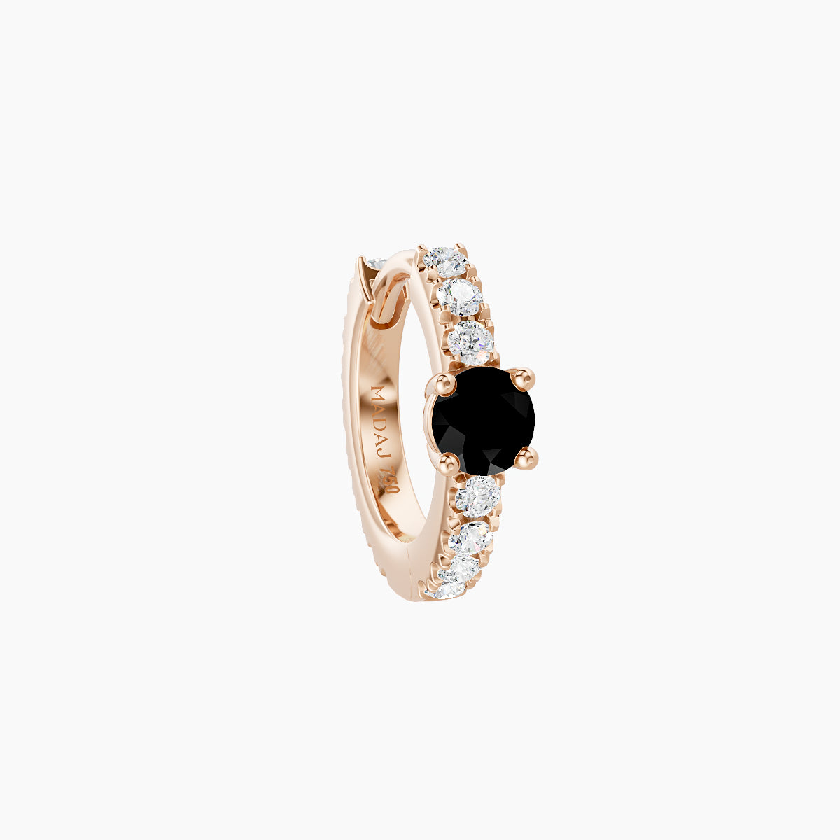 Inanna | 18k Rose Gold 6.5 mm Round Black Diamond & Diamond Hoop Piercing