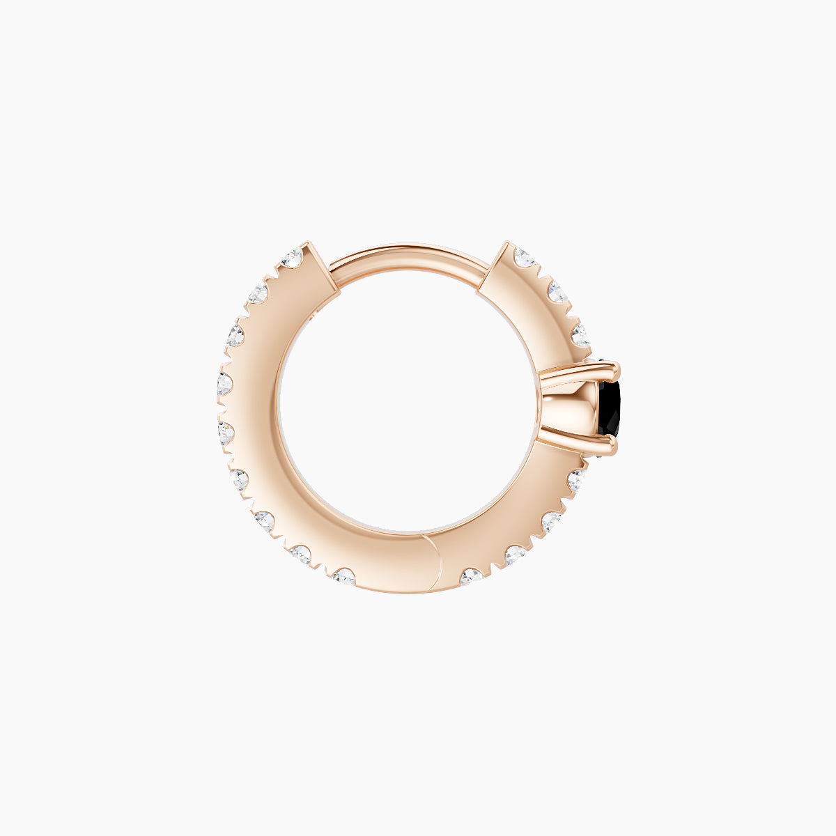 Inanna | 18k Rose Gold 6.5 mm Round Black Diamond & Diamond Hoop Piercing