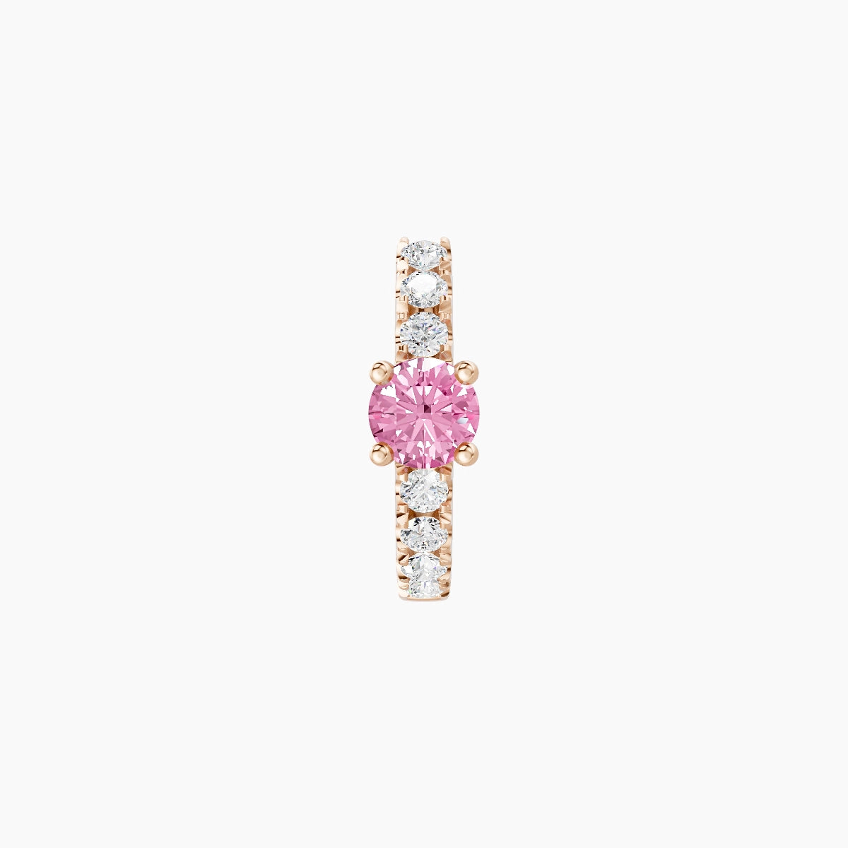 Inanna | 18k Rose Gold 6.5 mm Round Pink Sapphire & Diamond Hoop Piercing