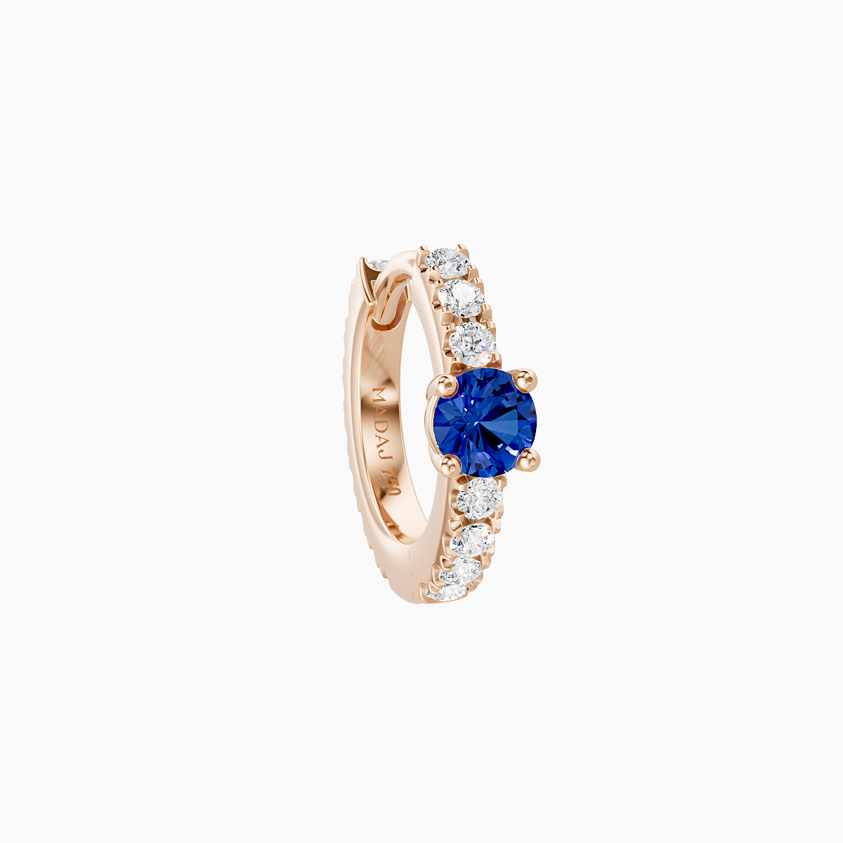 Inanna | 18k Rose Gold 6.5 mm Round Sapphire & Diamond Hoop Piercing
