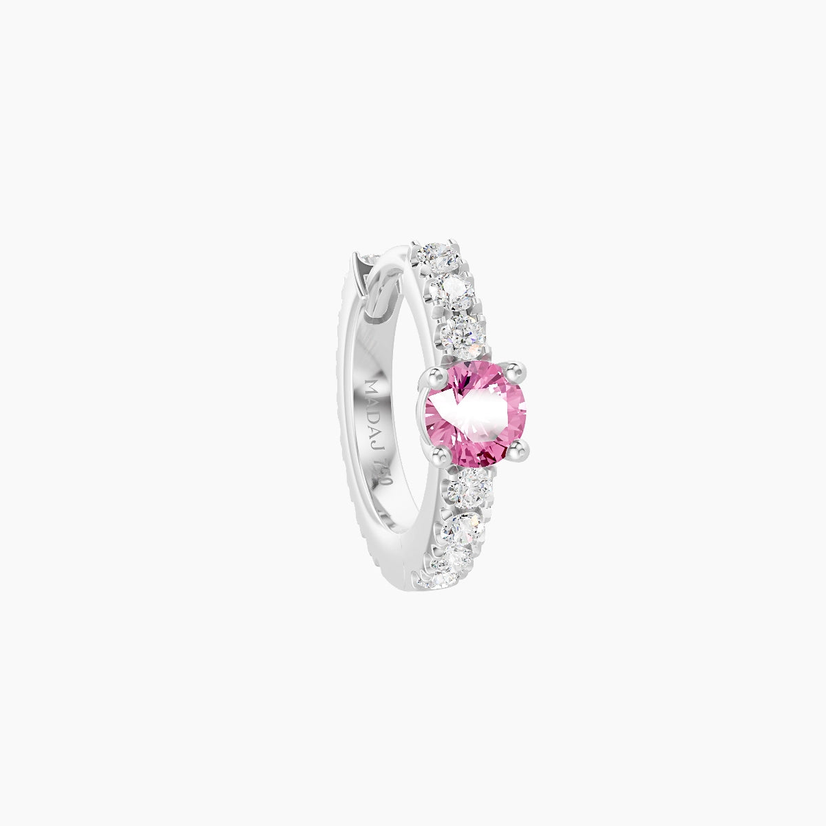 Inanna | 18k White Gold 6.5 mm Round Pink Sapphire & Diamond Hoop Piercing
