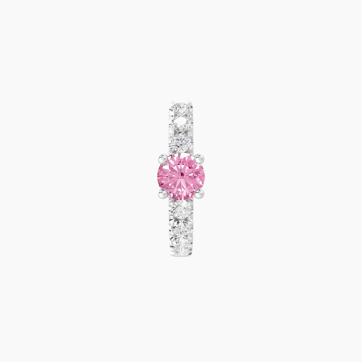 Inanna | 18k White Gold 6.5 mm Round Pink Sapphire & Diamond Hoop Piercing