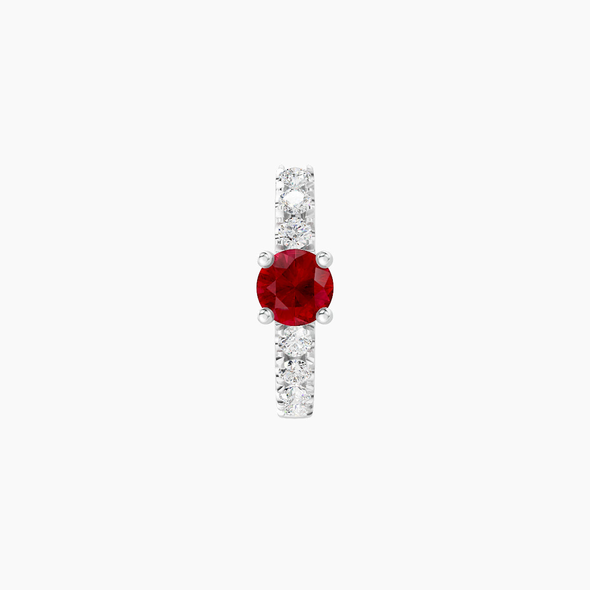Inanna | 18k White Gold 6.5 mm Round Ruby & Diamond Hoop Piercing
