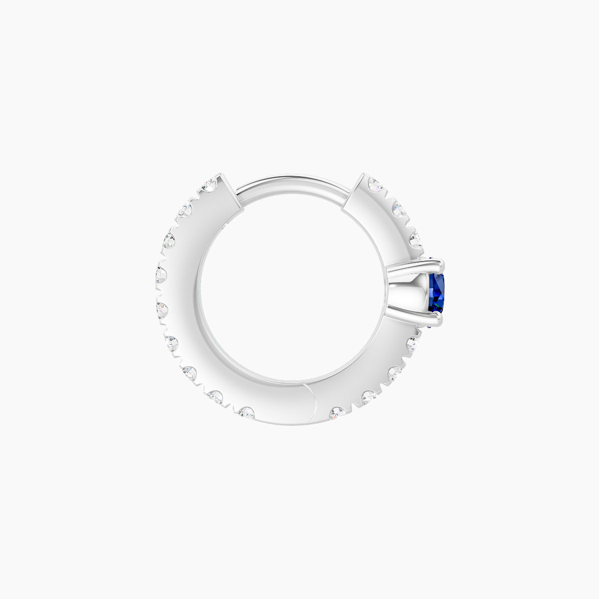 Inanna | 18k White Gold 6.5 mm Round Sapphire & Diamond Hoop Piercing