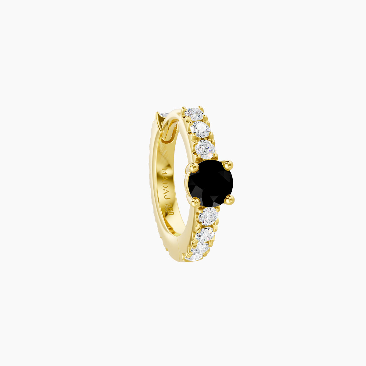 Inanna | 18k Yellow Gold 6.5 mm Round Black Diamond & Diamond Hoop Piercing