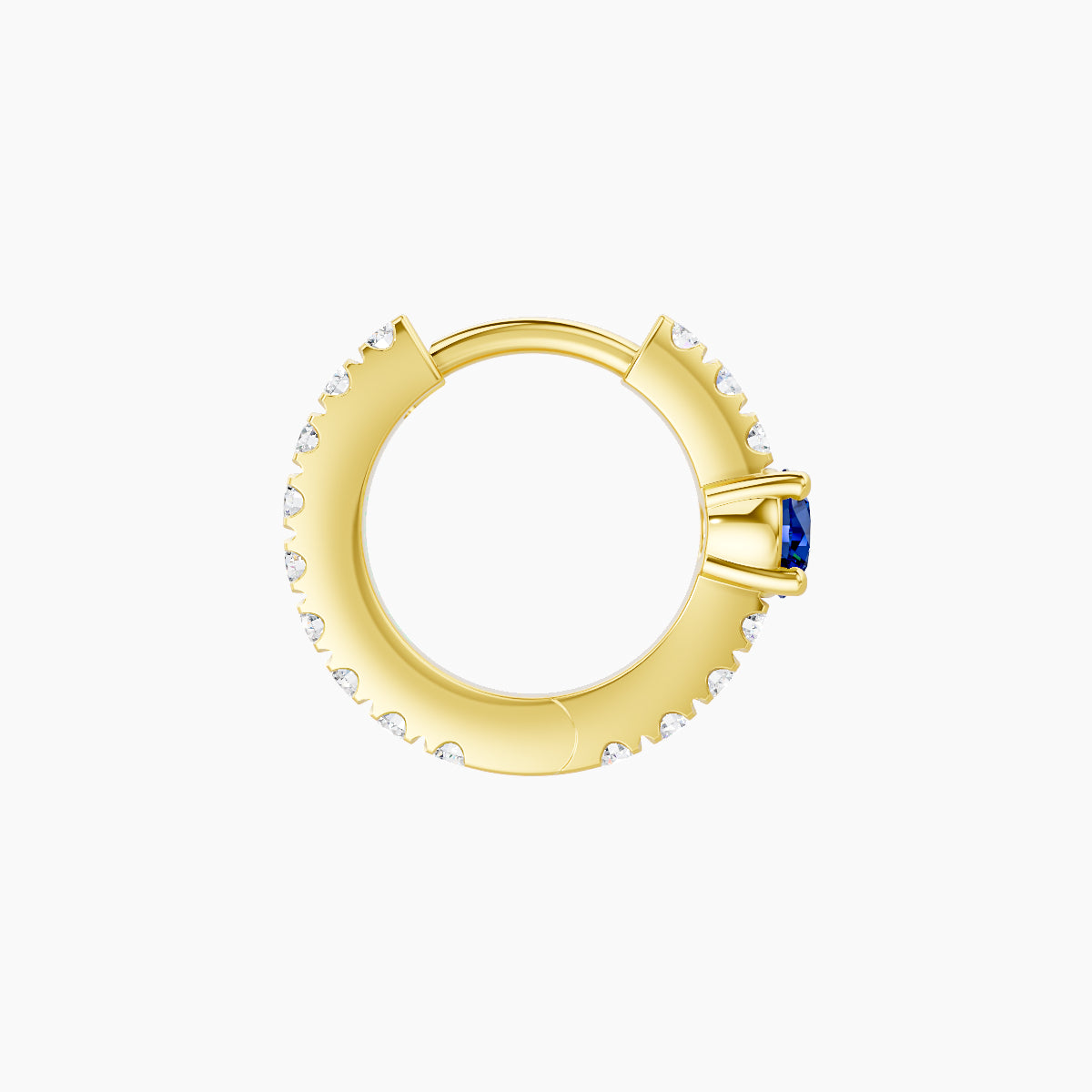 Inanna | 18k Yellow Gold 6.5 mm Round Sapphire & Diamond Hoop Piercing