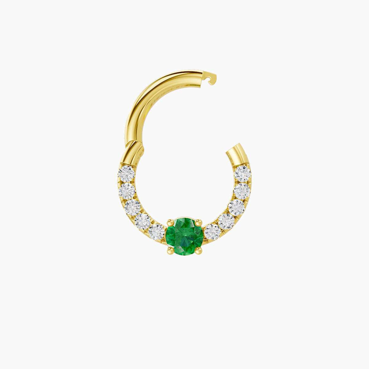 Inanna | 18k Yellow Gold 6.5 mm Round Emerald & Diamond Septum Piercing