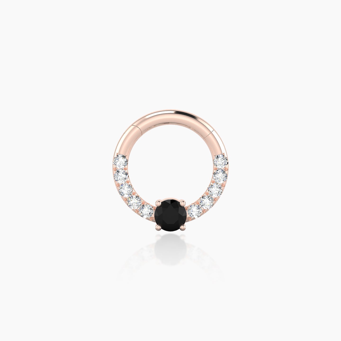 Inanna | 18k Rose Gold 6.5 mm Round Black Diamond & Diamond Septum Piercing