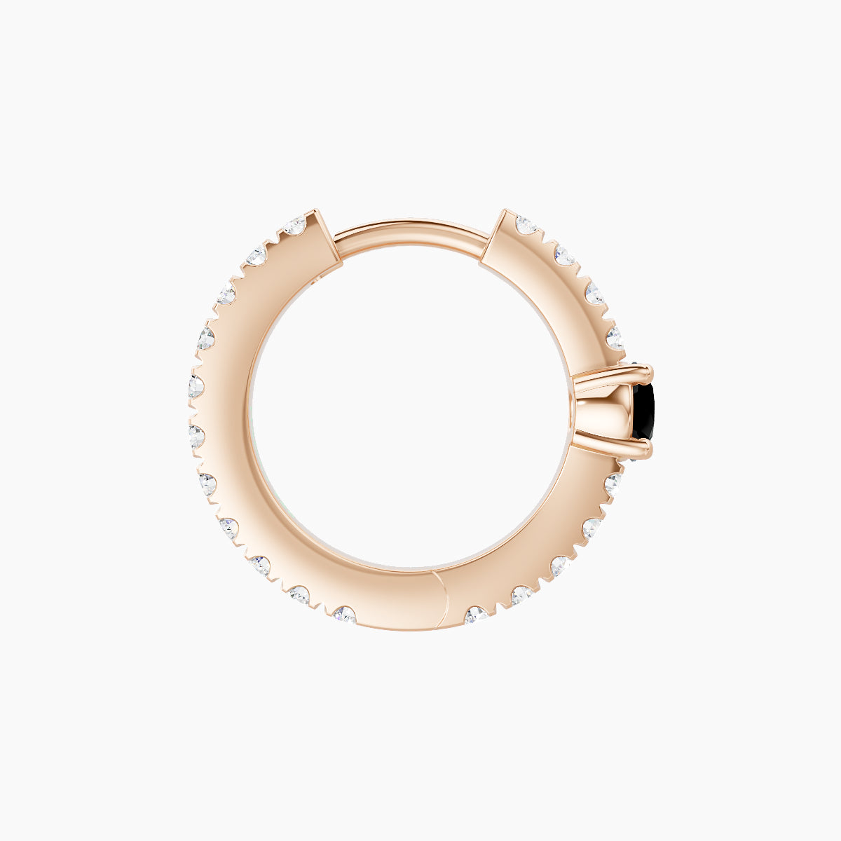 Inanna | 18k Rose Gold 8 mm Round Black Diamond & Diamond Hoop Piercing