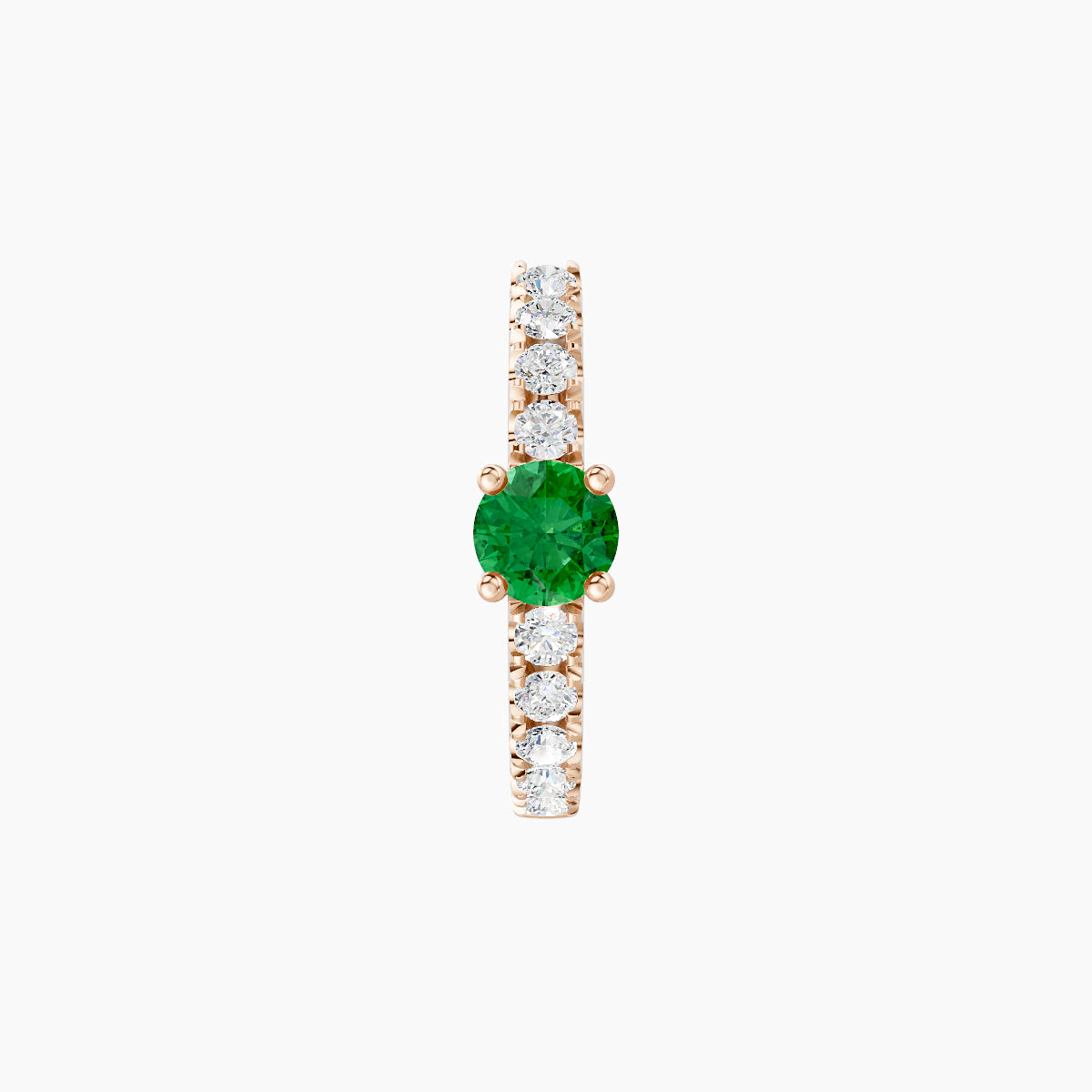 Inanna | 18k Rose Gold 8 mm Round Emerald & Diamond Hoop Piercing