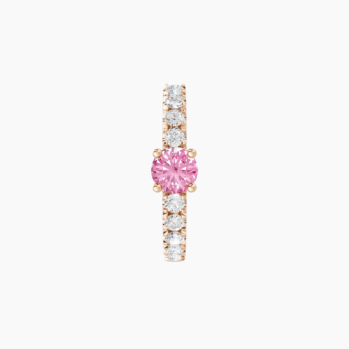 Inanna | 18k Rose Gold 8 mm Round Pink Sapphire & Diamond Hoop Piercing