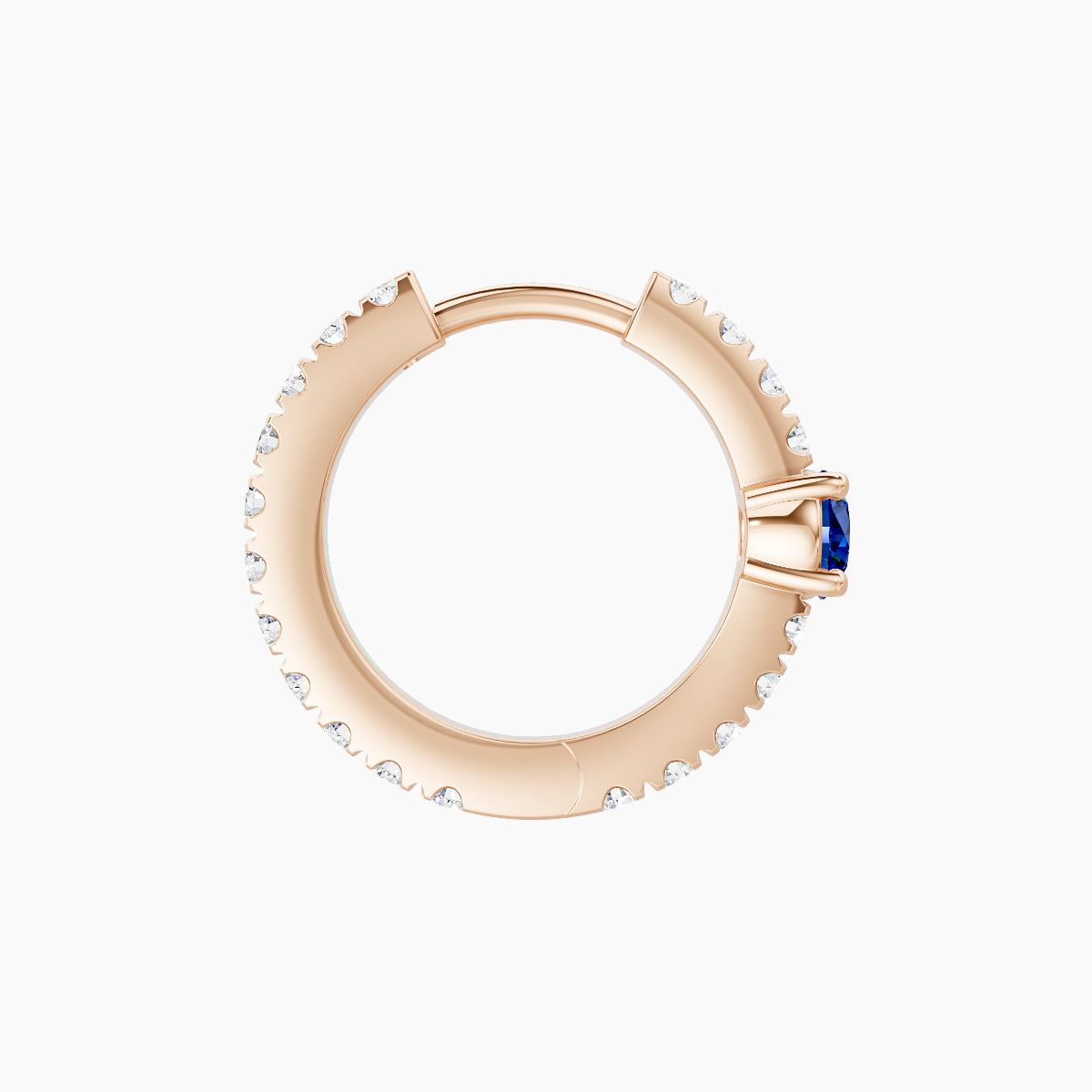 Inanna | 18k Rose Gold 8 mm Round Sapphire & Diamond Hoop Piercing