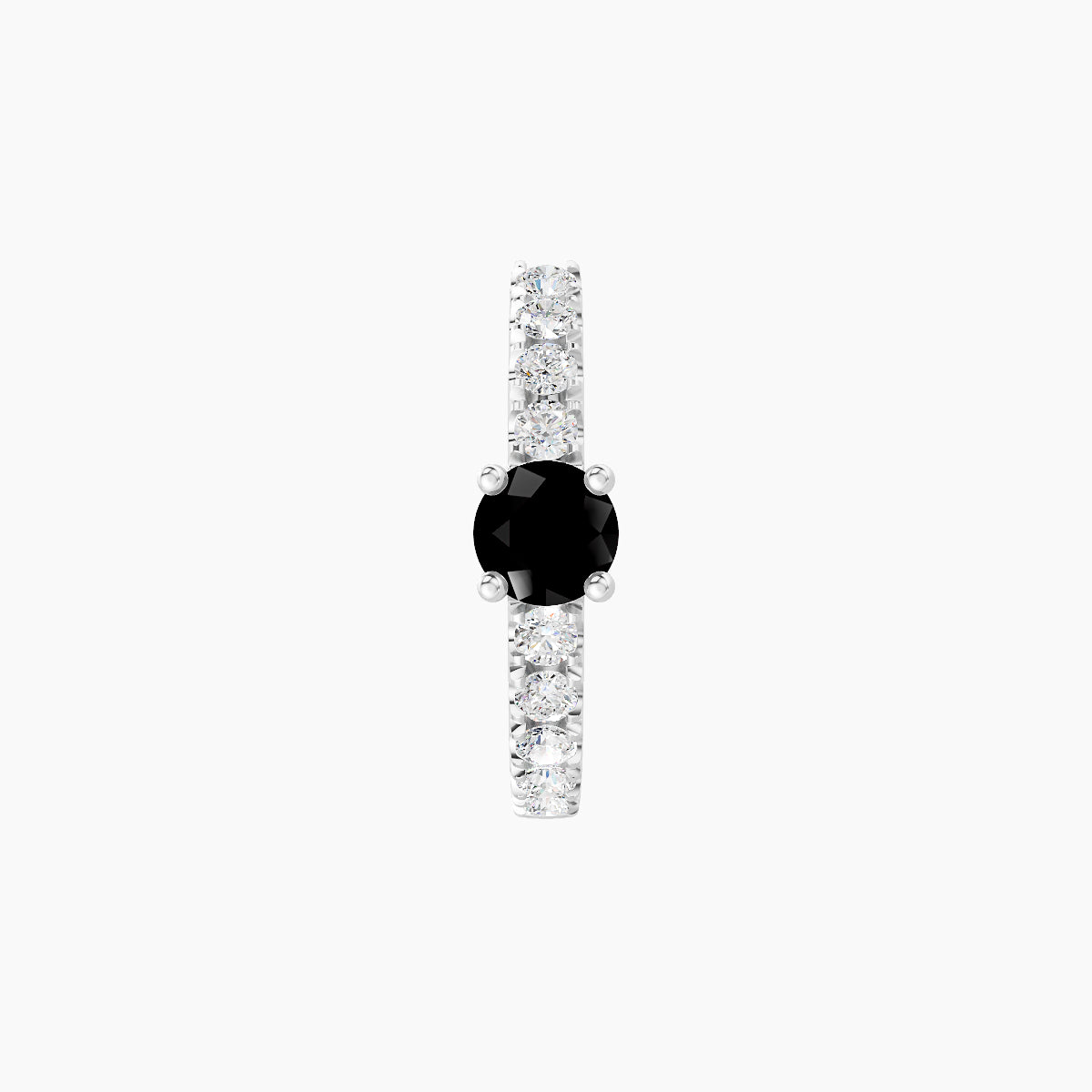 Inanna | 18k White Gold 8 mm Round Black Diamond & Diamond Hoop Piercing