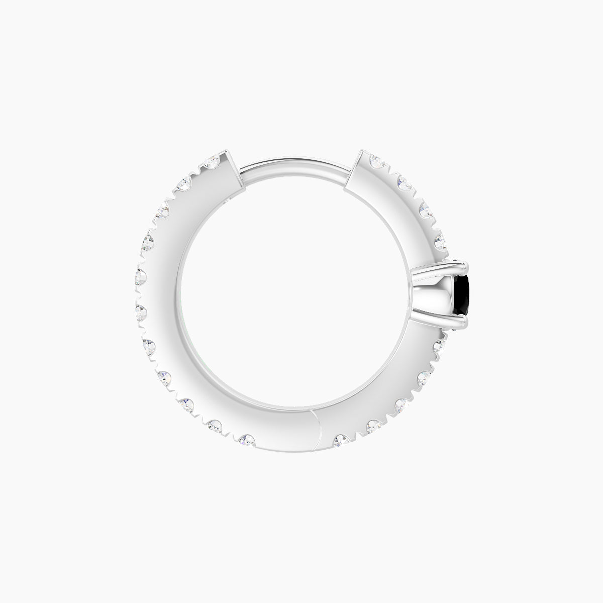 Inanna | 18k White Gold 8 mm Round Black Diamond & Diamond Hoop Piercing