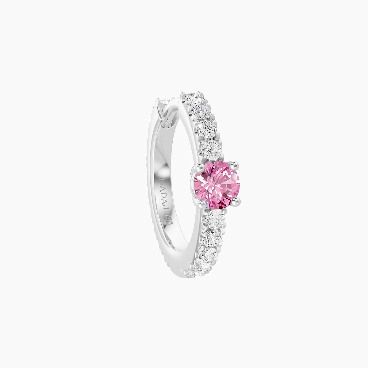 Inanna | 18k White Gold 8 mm Round Pink Sapphire & Diamond Hoop Piercing