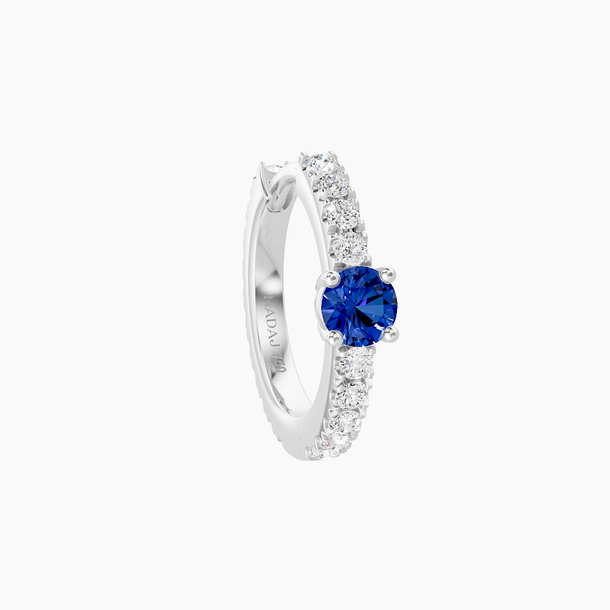 Inanna | 18k White Gold 8 mm Round Sapphire & Diamond Hoop Piercing