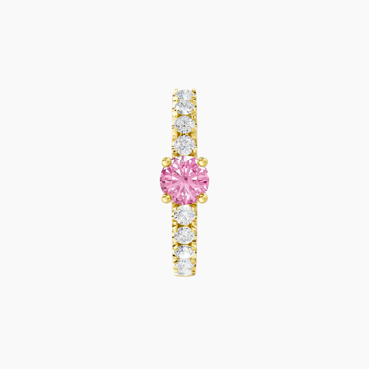 Inanna | 18k Yellow Gold 8 mm Round Pink Sapphire & Diamond Hoop Piercing