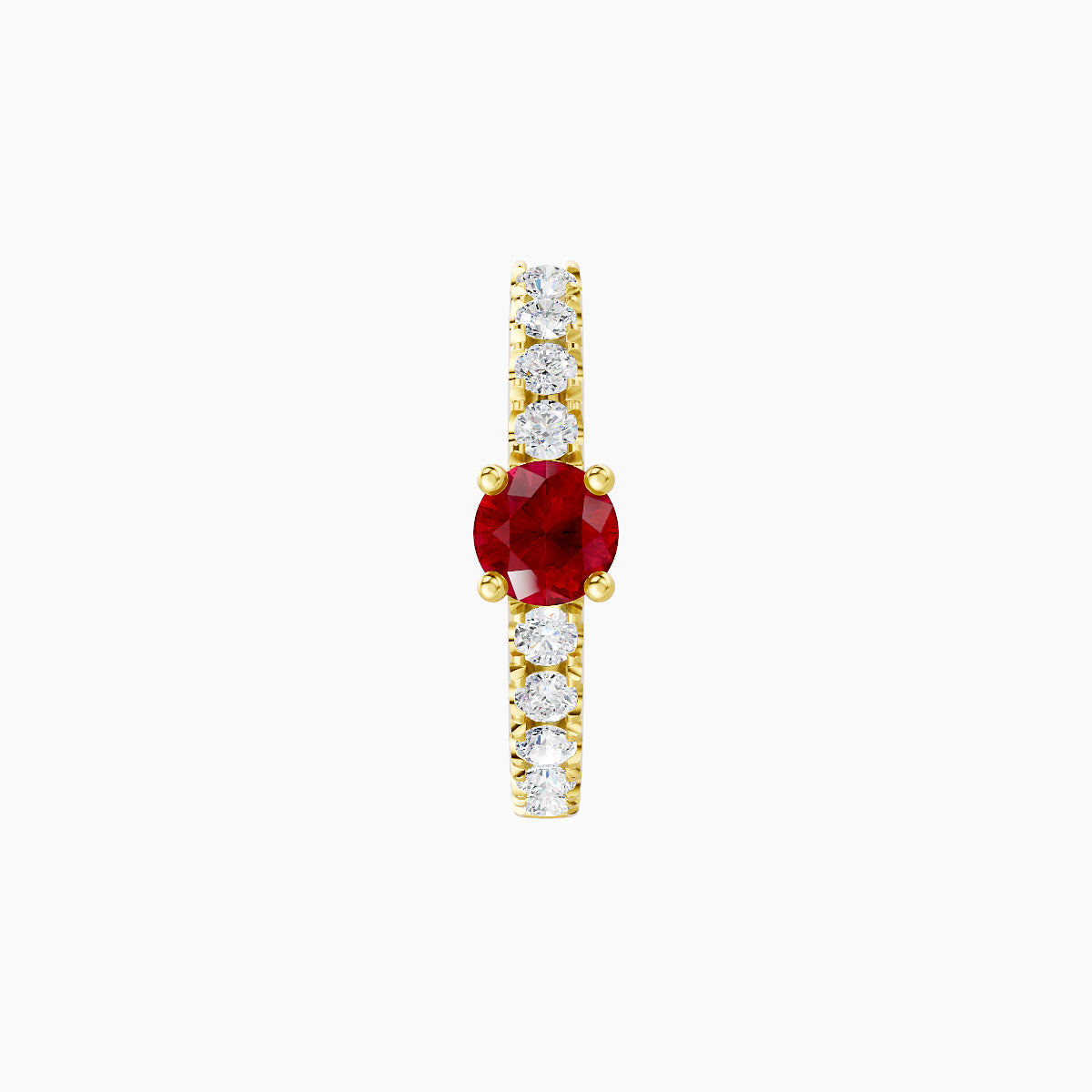 Inanna | 18k Yellow Gold 8 mm Round Ruby & Diamond Hoop Piercing