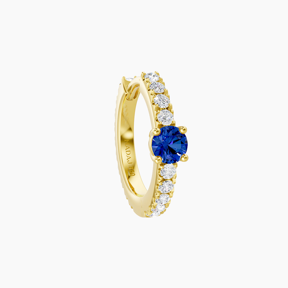 Inanna | 18k Yellow Gold 8 mm Round Sapphire & Diamond Hoop Piercing