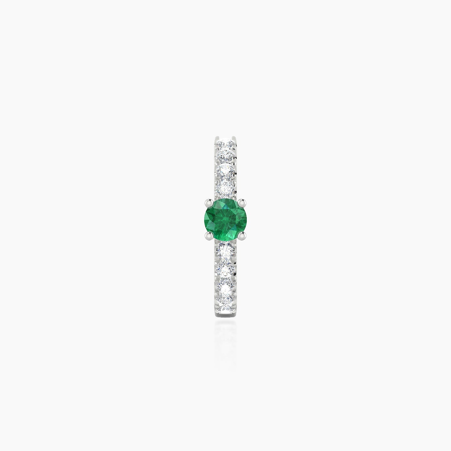 Inanna | 18k White Gold 8 mm Round Emerald & Diamond Hoop Piercing