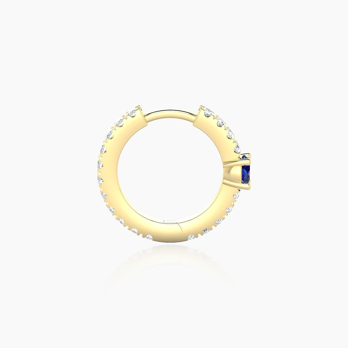 Inanna | 18k Yellow Gold 8 mm Round Sapphire & Diamond Hoop Piercing
