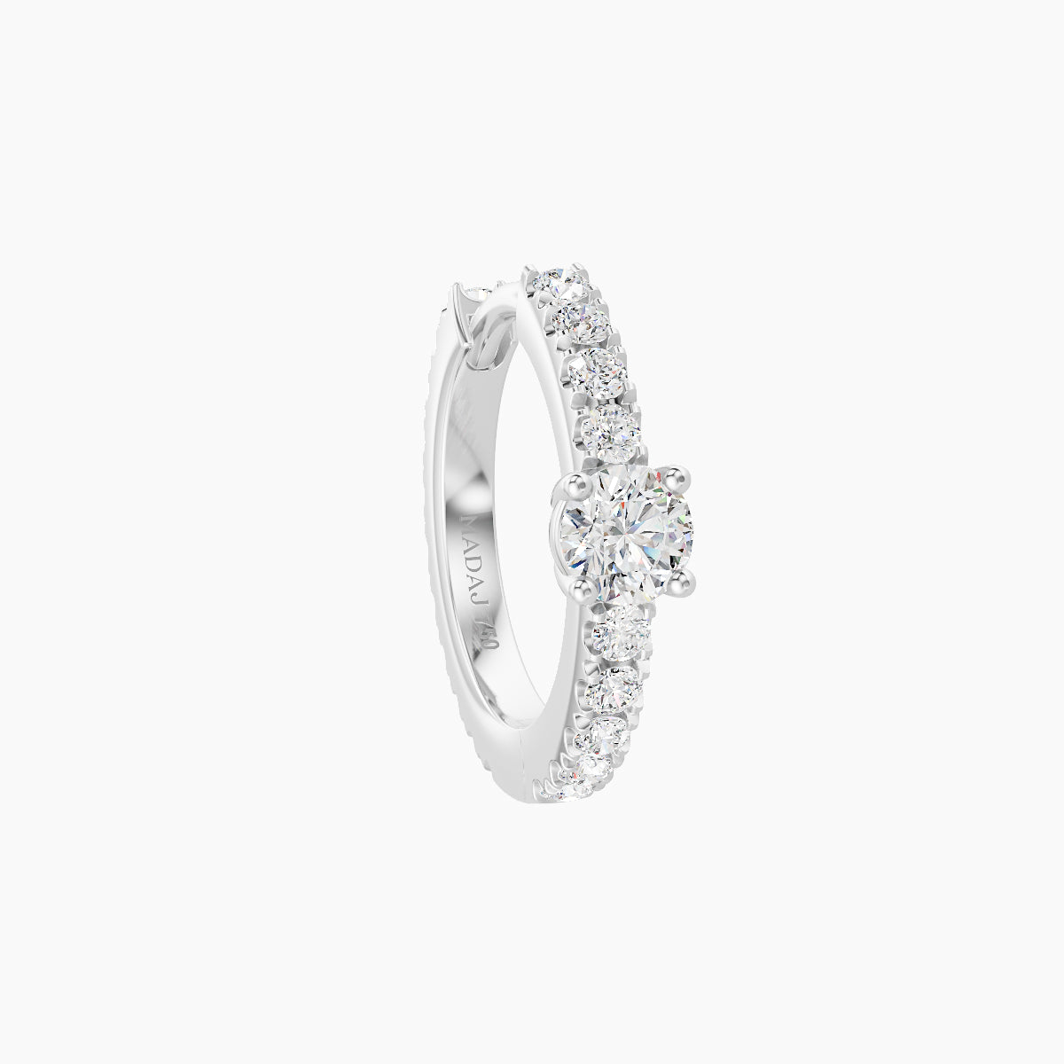 Inanna | 18k White Gold 8 mm Round Diamond Nose Ring Piercing
