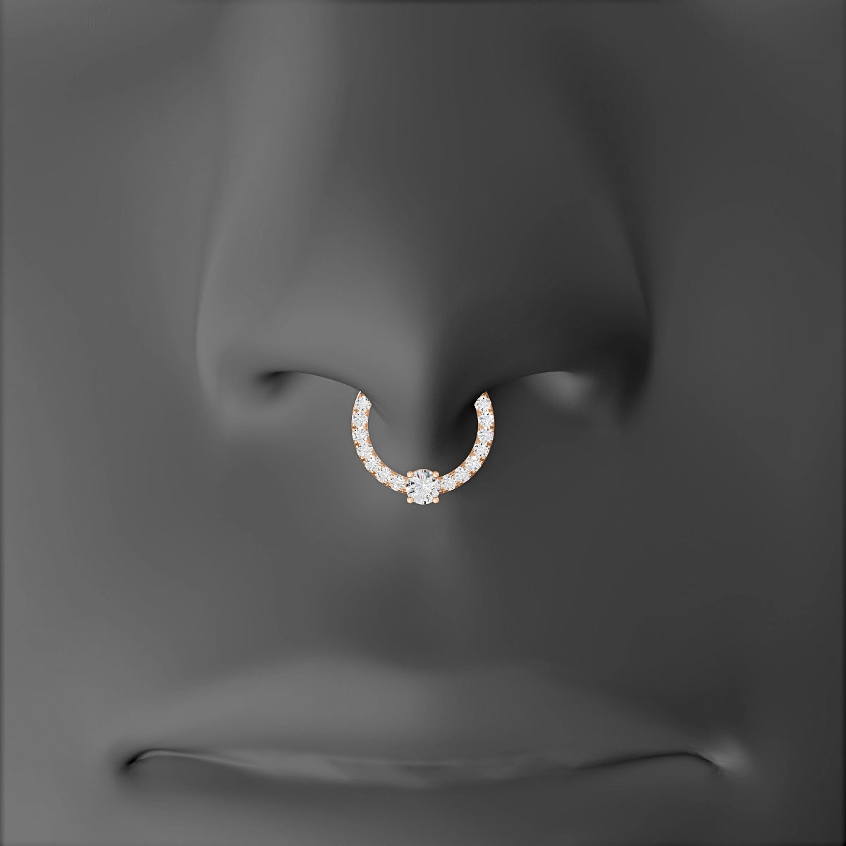 Inanna | 18k Rose Gold 8 mm Round Diamond Septum Piercing