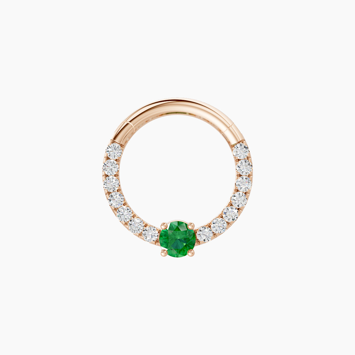 Inanna | 18k Rose Gold 8 mm Round Emerald & Diamond Septum Piercing