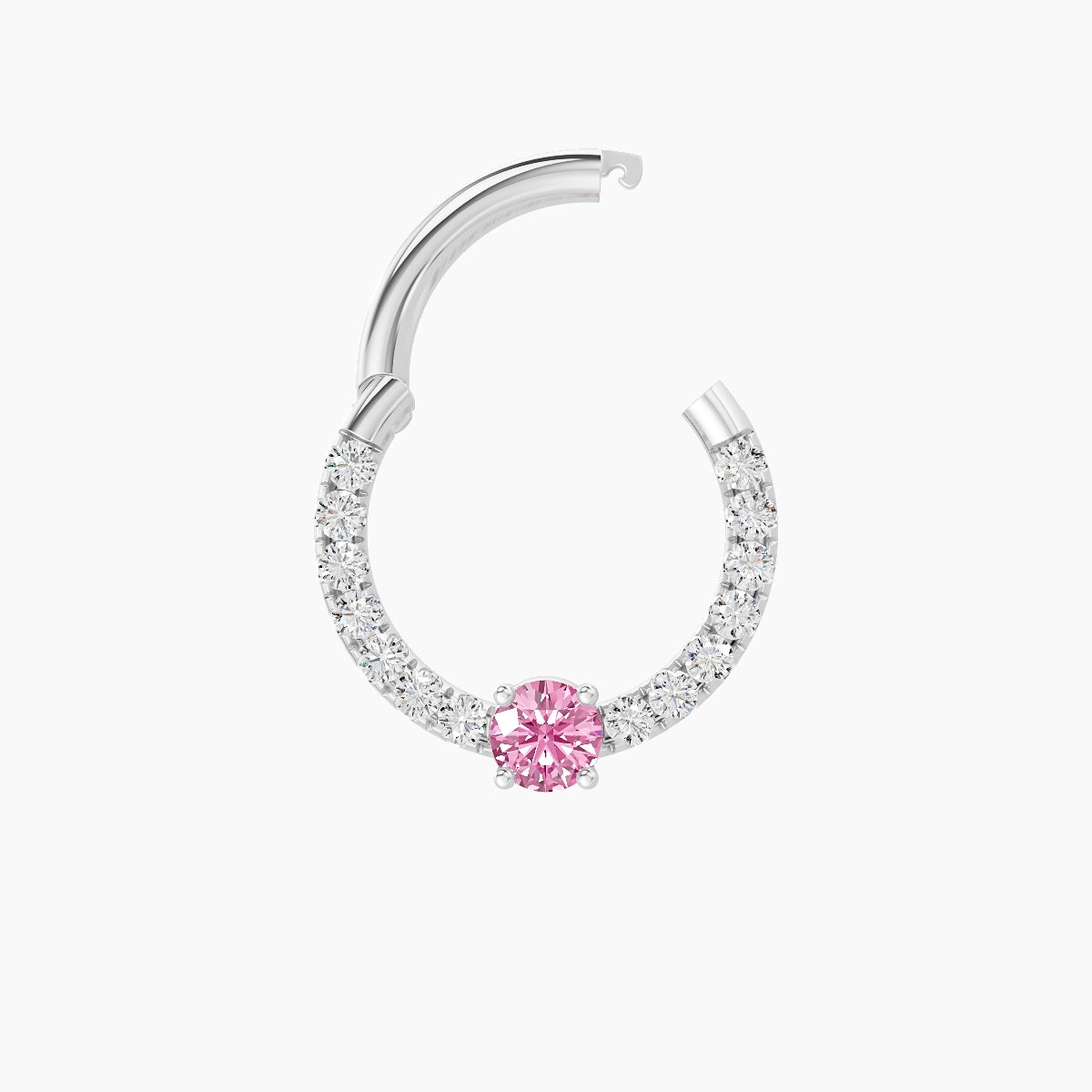 Inanna | 18k White Gold 8 mm Round Pink Sapphire & Diamond Septum Piercing