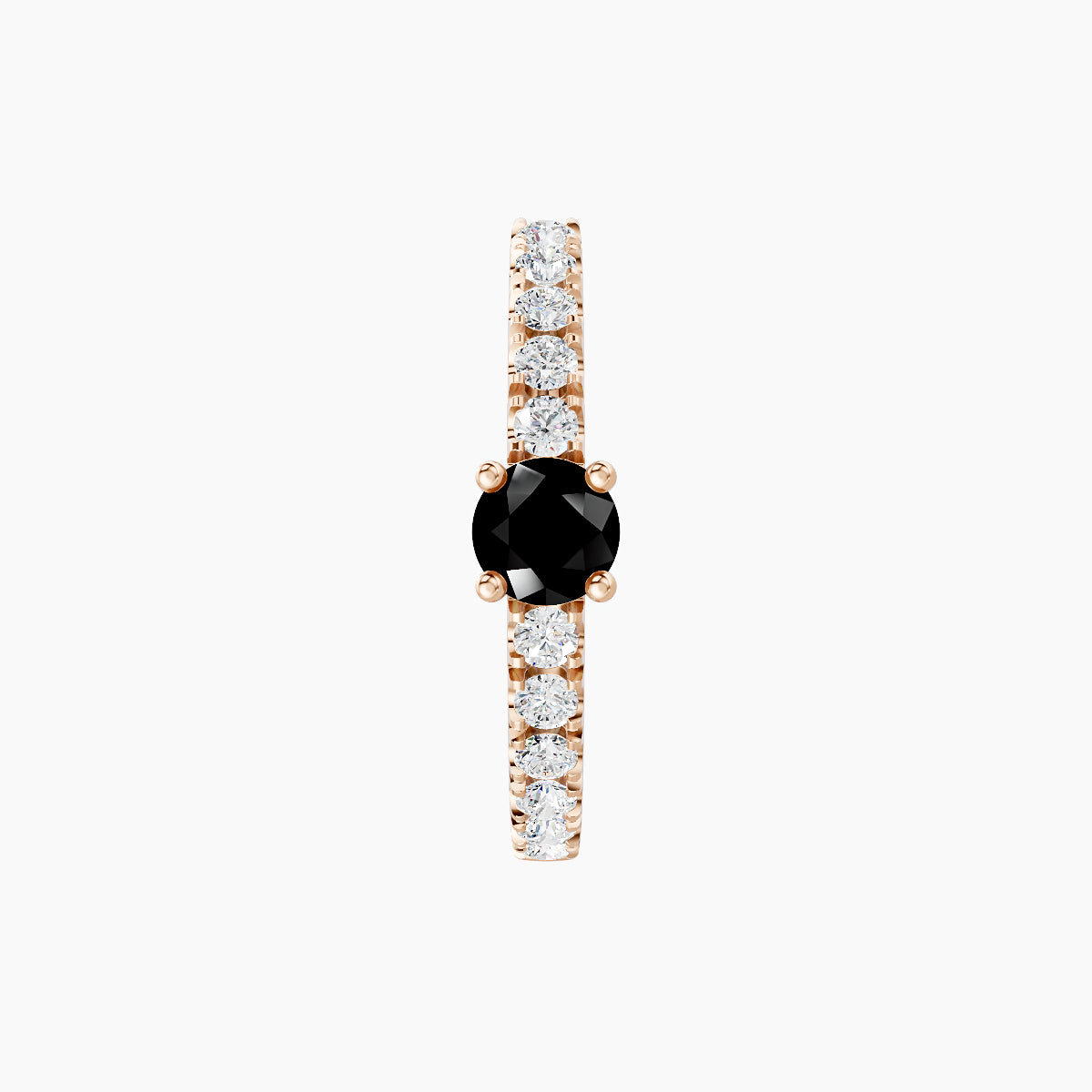 Inanna | 18k Rose Gold 9.5 mm Round Black Diamond & Diamond Hoop Piercing
