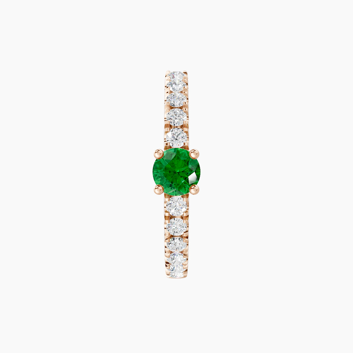 Inanna | 18k Rose Gold 9.5 mm Round Emerald & Diamond Hoop Piercing