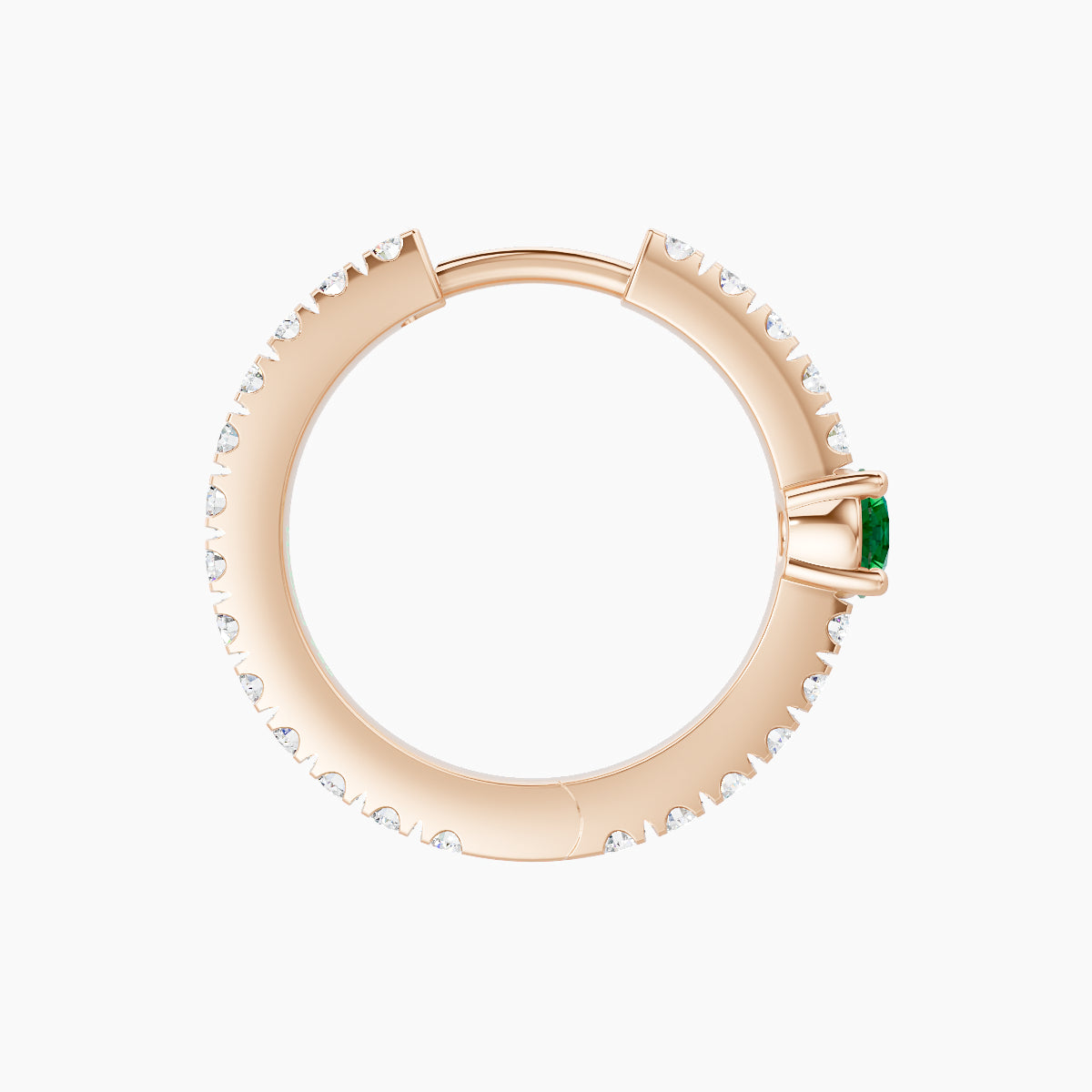 Inanna | 18k Rose Gold 9.5 mm Round Emerald & Diamond Hoop Piercing