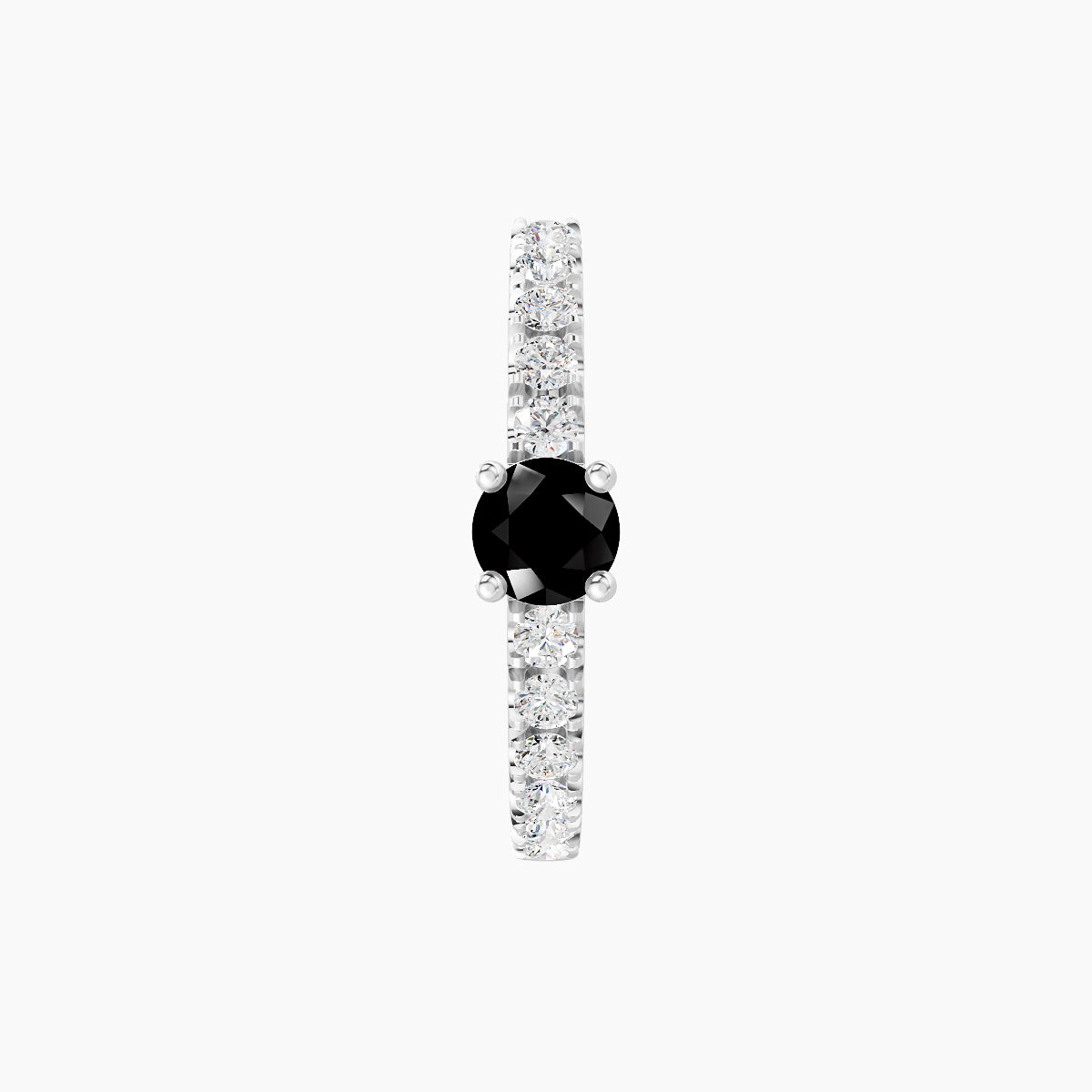 Inanna | 18k White Gold 9.5 mm Round Black Diamond & Diamond Hoop Piercing
