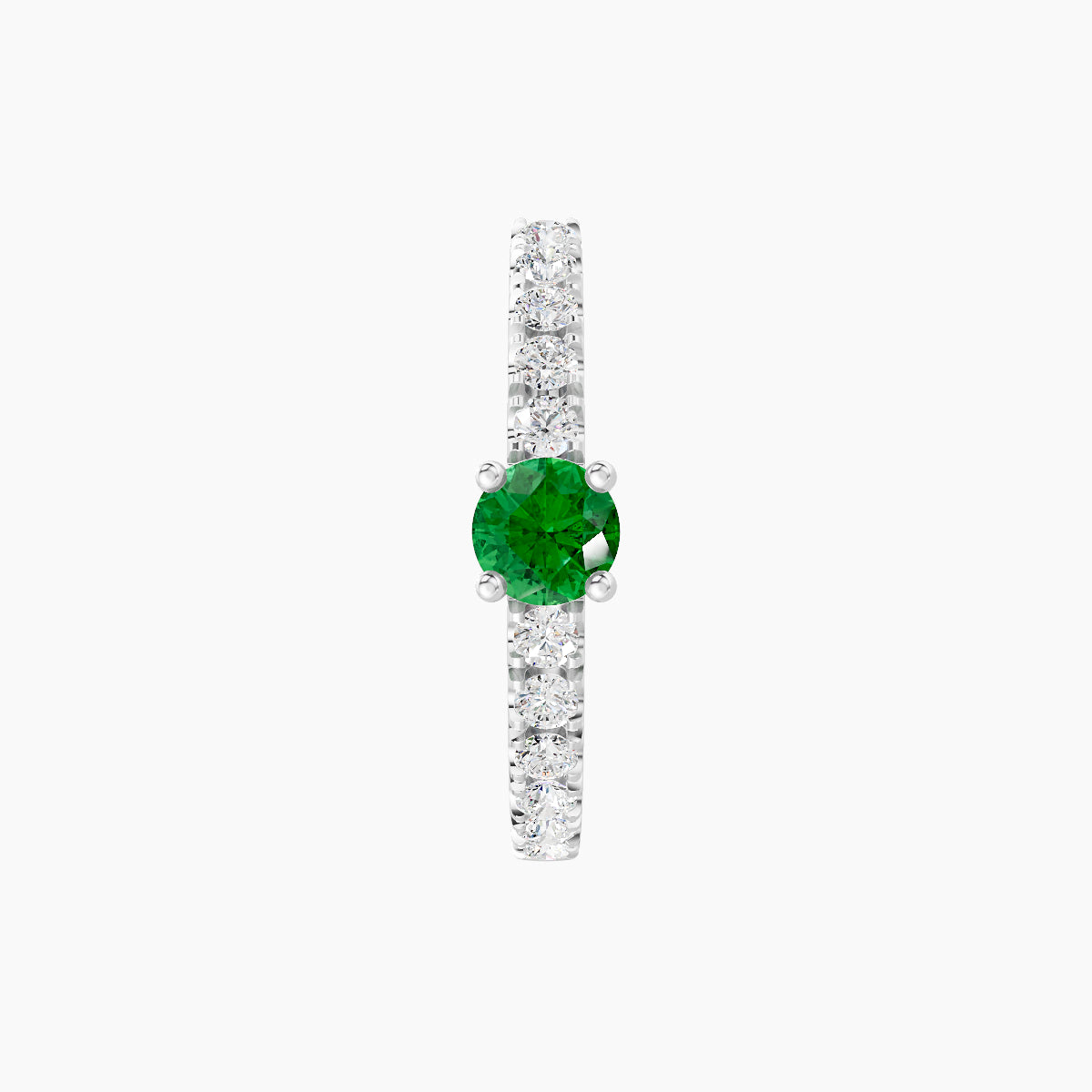 Inanna | 18k White Gold 9.5 mm Round Emerald & Diamond Hoop Piercing