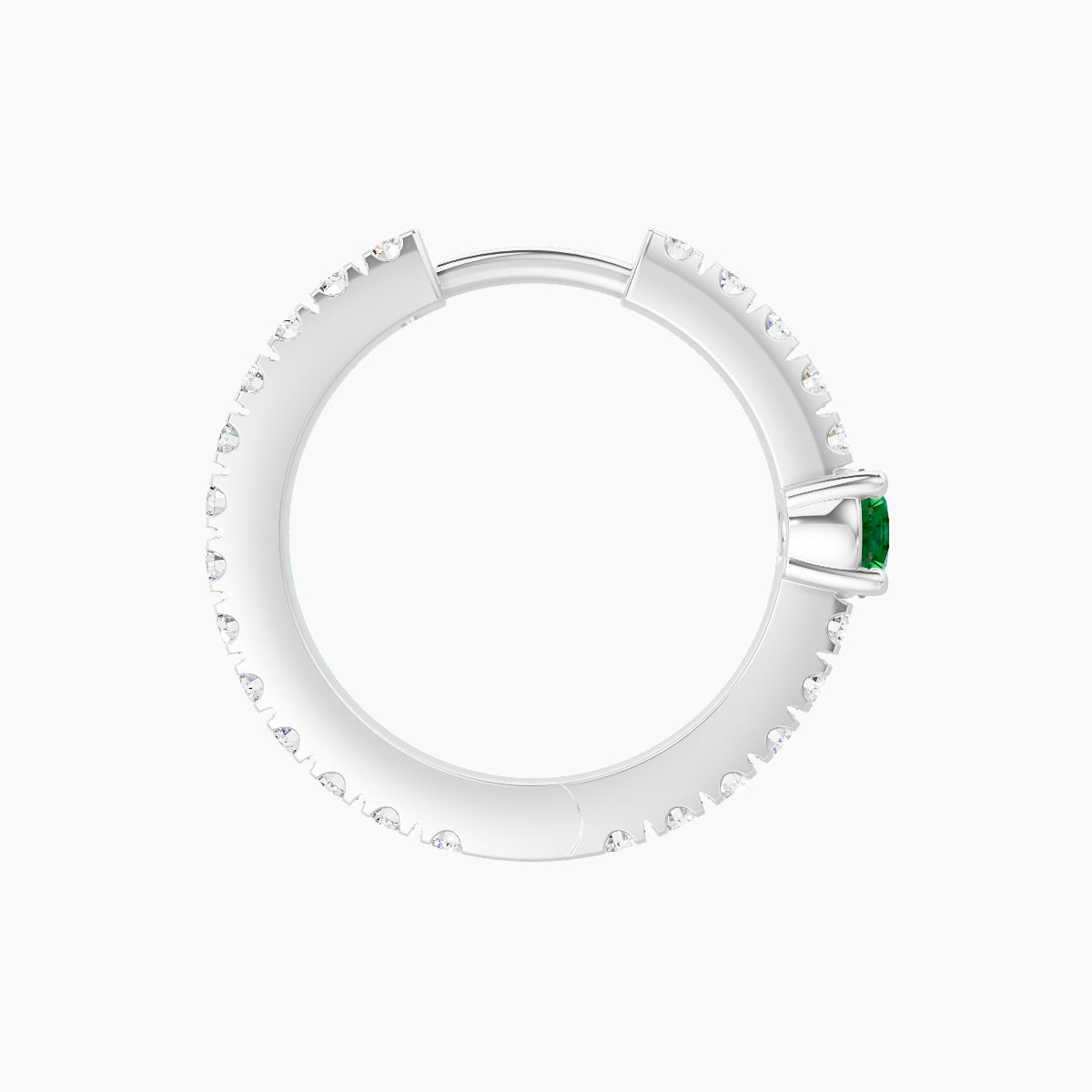 Inanna | 18k White Gold 9.5 mm Round Emerald & Diamond Hoop Piercing