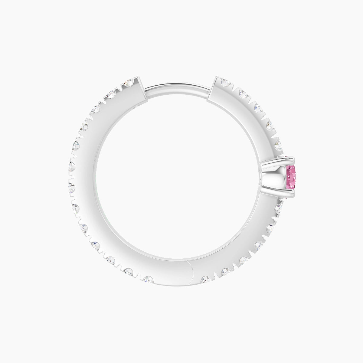 Inanna | 18k White Gold 9.5 mm Round Pink Sapphire & Diamond Hoop Piercing