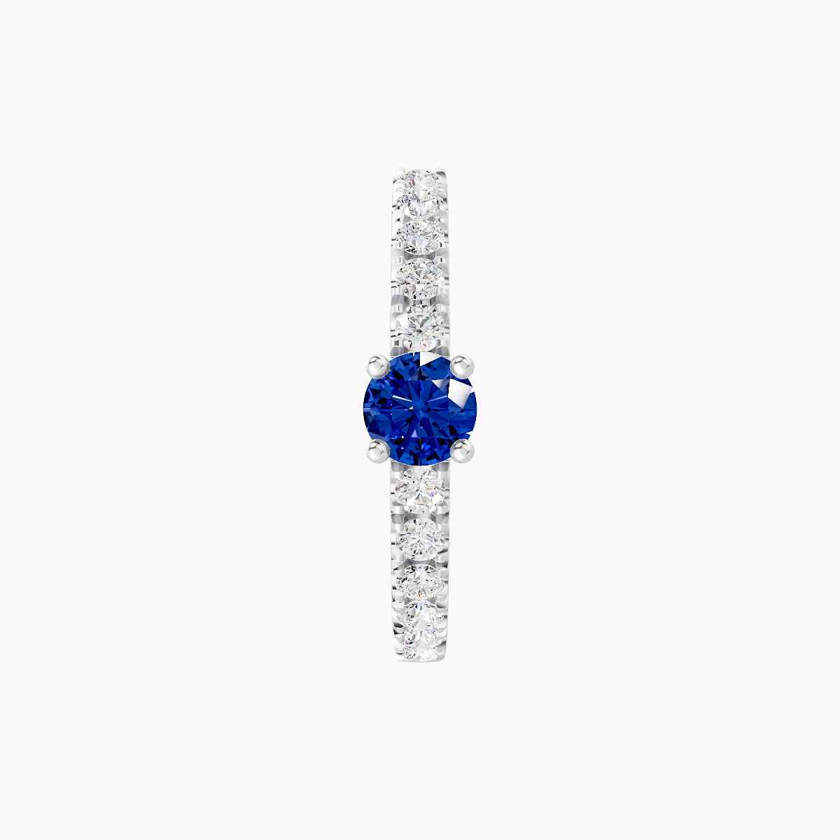 Inanna | 18k White Gold 9.5 mm Round Sapphire & Diamond Hoop Piercing