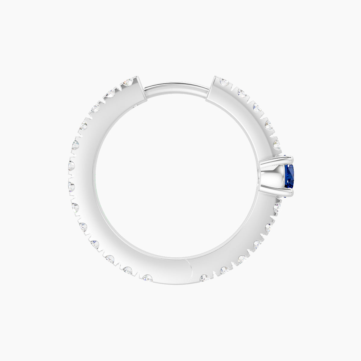 Inanna | 18k White Gold 9.5 mm Round Sapphire & Diamond Hoop Piercing