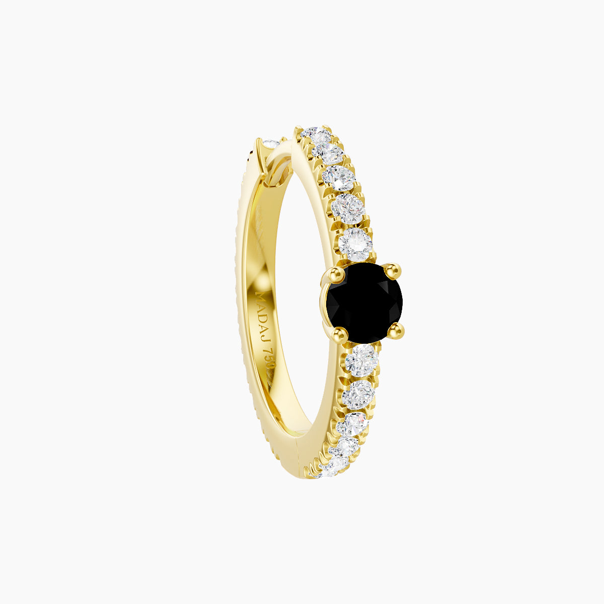 Inanna | 18k Yellow Gold 9.5 mm Round Black Diamond & Diamond Hoop Piercing