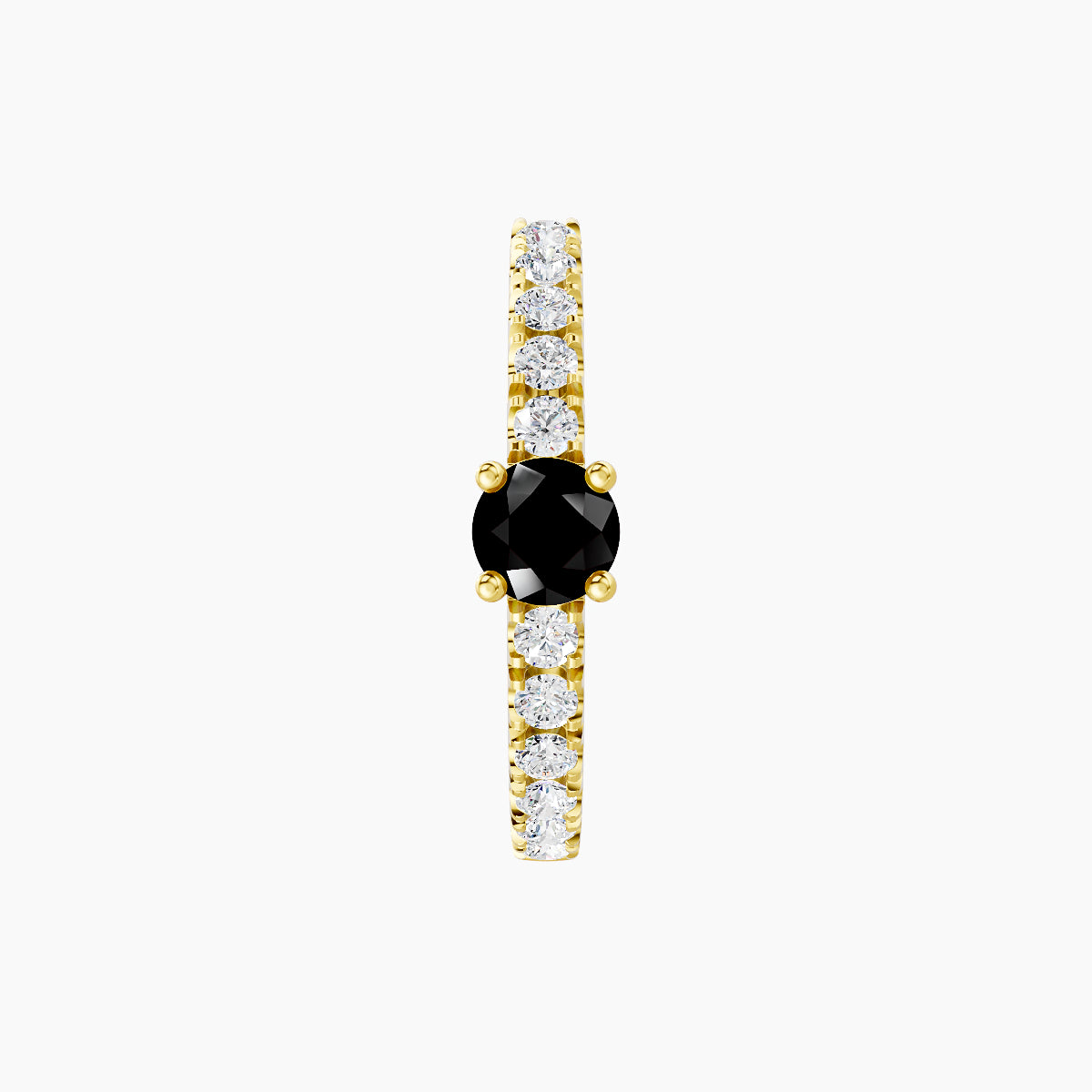 Inanna | 18k Yellow Gold 9.5 mm Round Black Diamond & Diamond Hoop Piercing